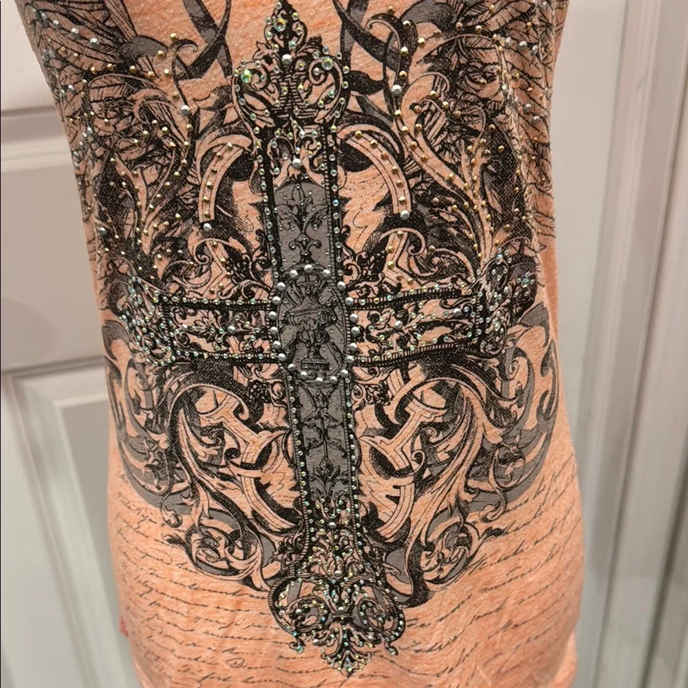 Angels & Diamonds Orange Fitted Graphic Short Sleeve Tee - Picture 7 of 7